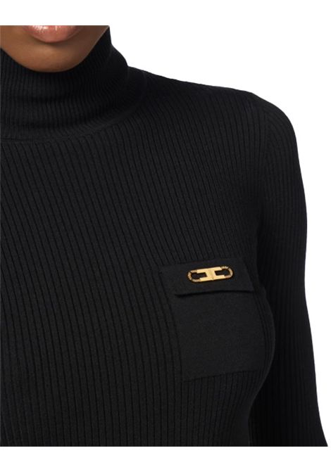Dolcevita ELISABETTA FRANCHI donna MK11B56 Nero costine aderente logo ELISABETTA FRANCHI | Dolcevita | MK11B56110